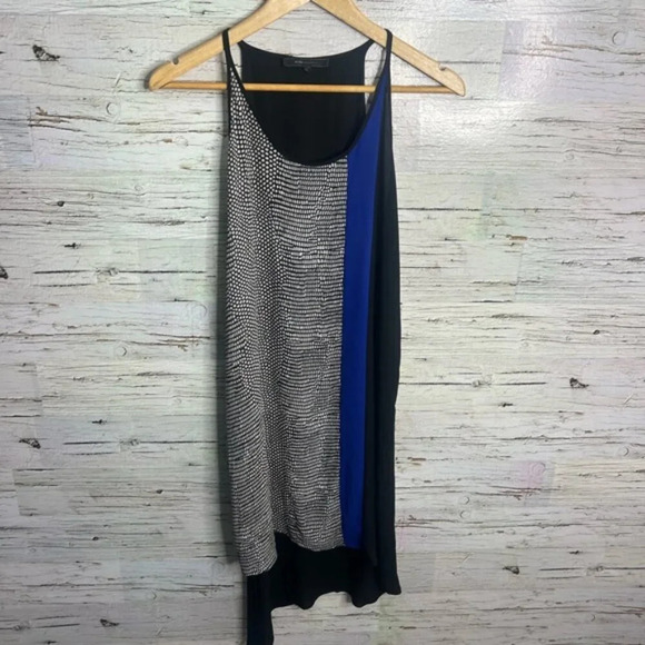 BCBGMAXAZRIA  Cici Asymmetrical Colorblock Slip Midi Dress | small - Picture 1 of 8